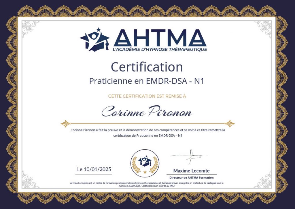 corinne pironon diplome EMDR DSA